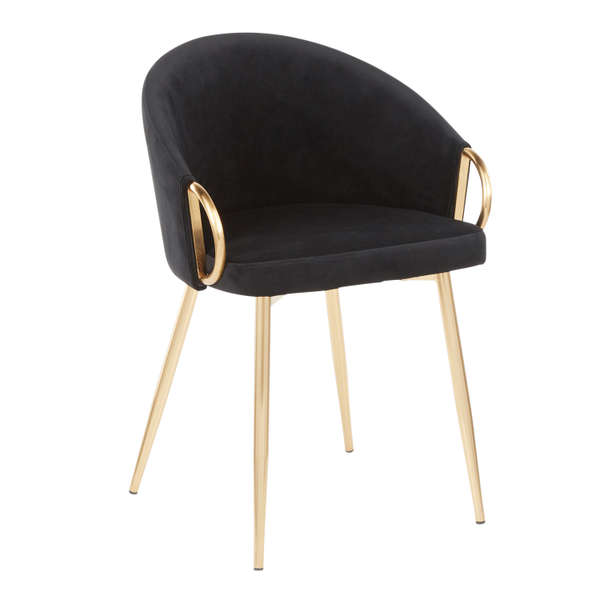 Claire Chair, Gold Metal And Black Velvet