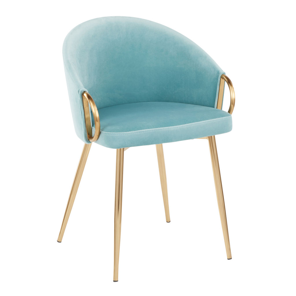 Preview image for Claire Chair, Gold Metal And Light Blue Velvet
