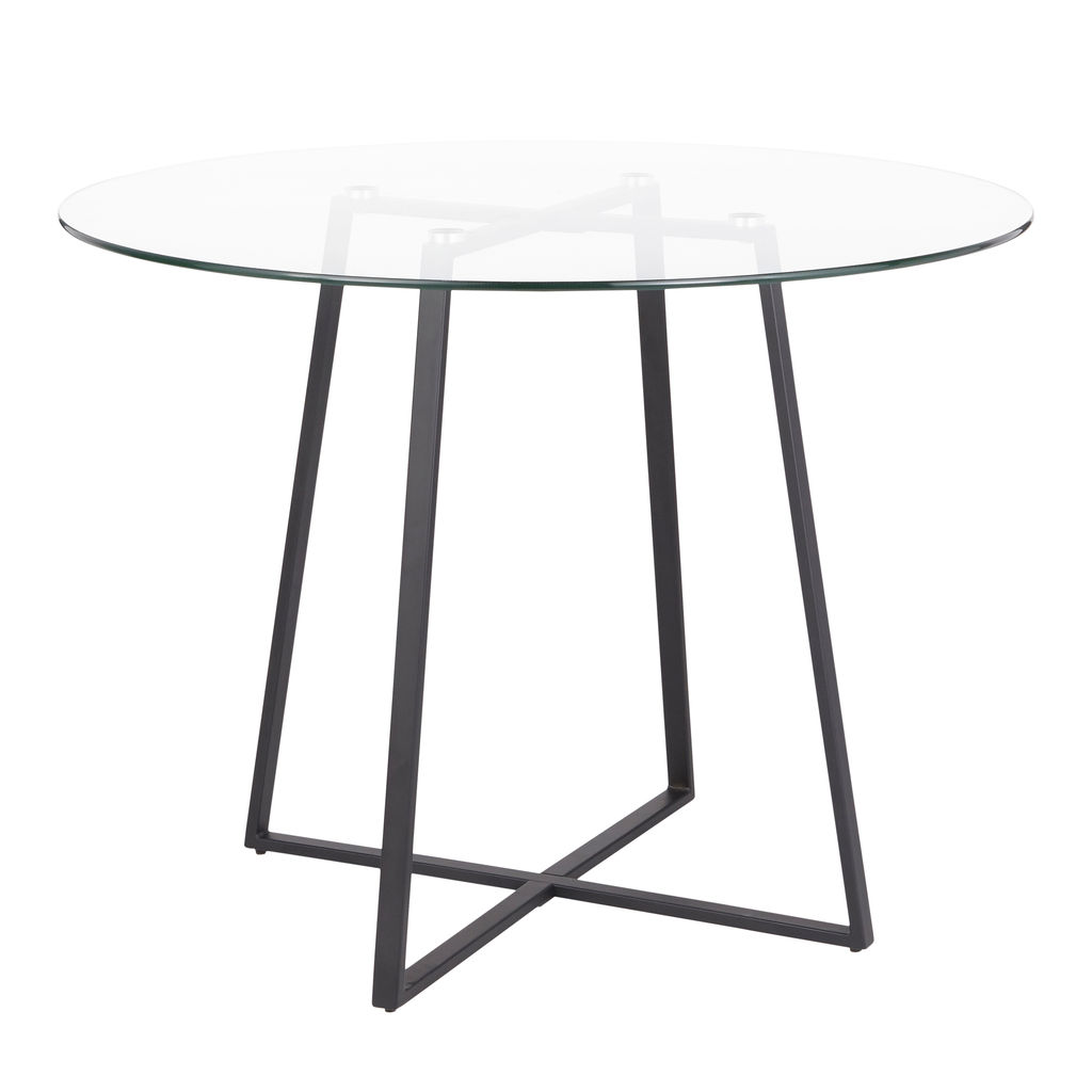 Preview image for Cosmo Dining Table, Black Metal And Clear Tempered Glass Top