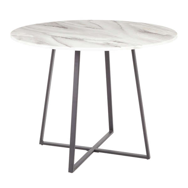 Cosmo Dining Table, Black Metal And White Marble Top