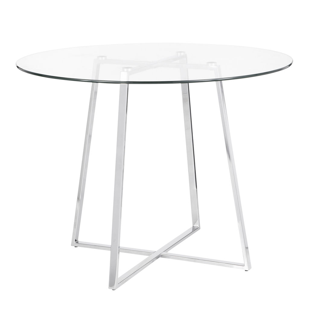 Cosmo Dining Table, Chrome And Clear Tempered Glass Top