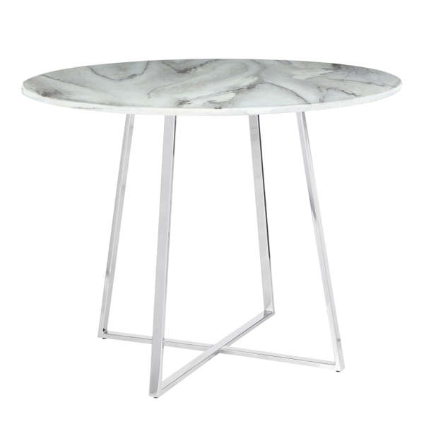 Dining Table, Chrome And White Marble Top