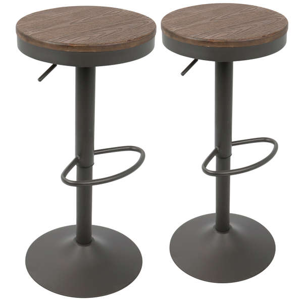 Dakota Barstool, Set Of 2, Brown And Grey