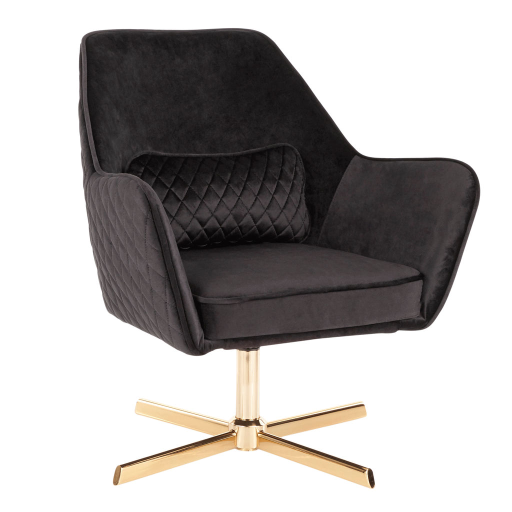 Preview image for Stella Lounge Chair, Gold Metal And Black Velvet