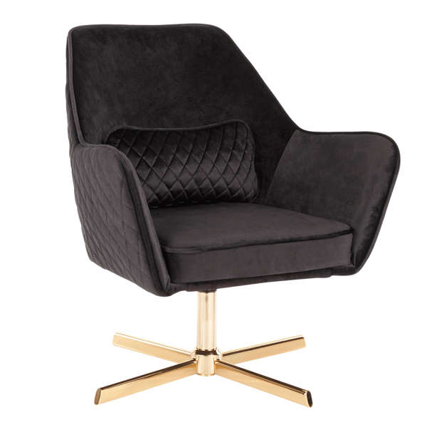 Stella Lounge Chair, Gold Metal And Black Velvet