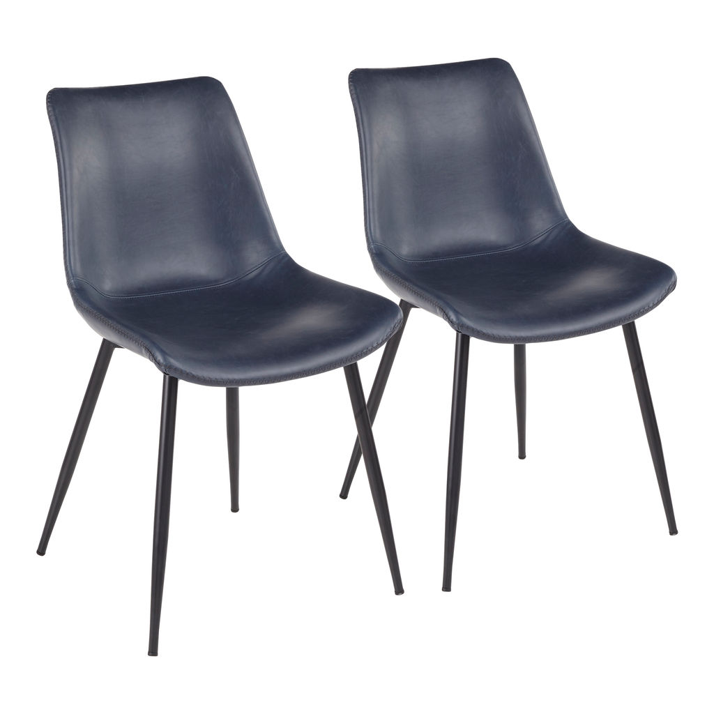 Durango Dining Chair, Set Of 2, Black With Vintage Blue Faux Leather
