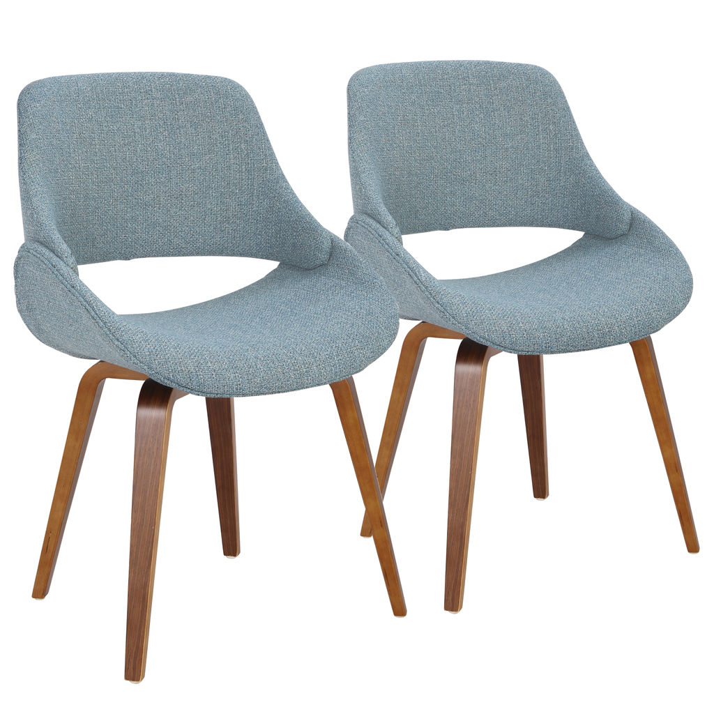 Fabrico Chair, Set Of 2, Walnut And Blue Noise Fabric