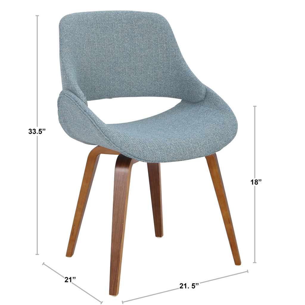 Fabrico Chair, Set Of 2, Walnut And Blue Noise Fabric