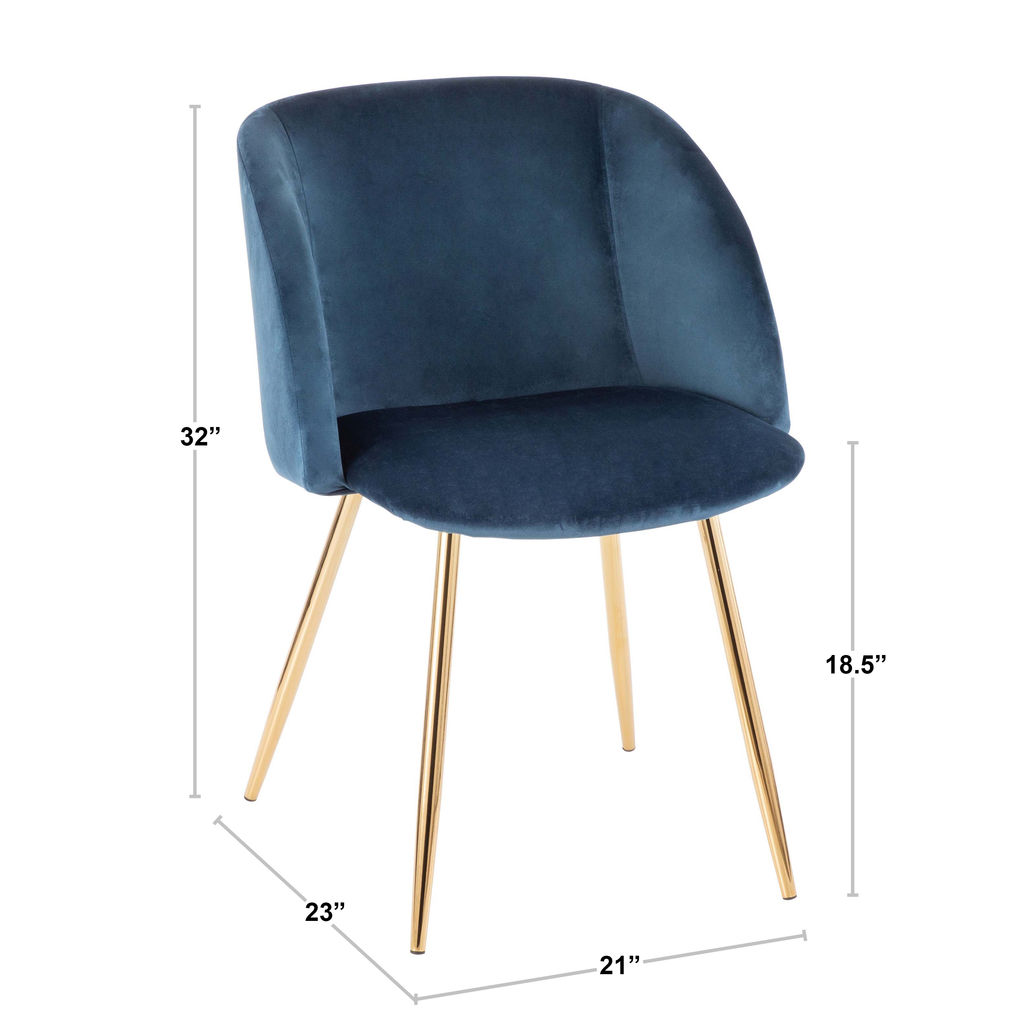 Fran Dining Chair, Set Of 2, Walnut And Blue Velvet