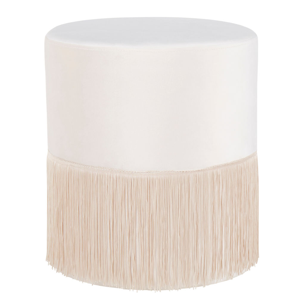 Preview image for Fringe Ottoman, Cream Velvet