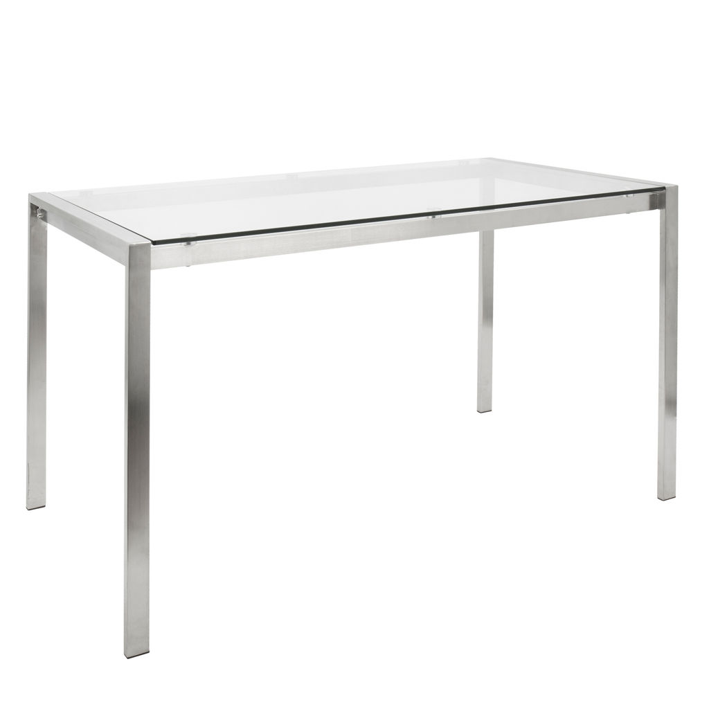 Preview image for Fuji Dining Table, Stainless Steel With Clear Glass Top
