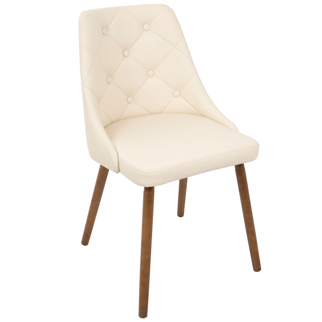 Preview image for Giovanni Chair, Walnut And Cream Quilted Faux Leather