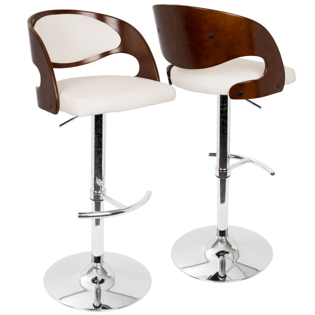 Cherry And White Faux Leather Barstool