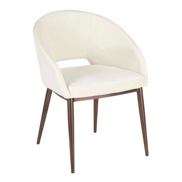 Rhys Chair, Copper Metal Legs With Cream Velvet