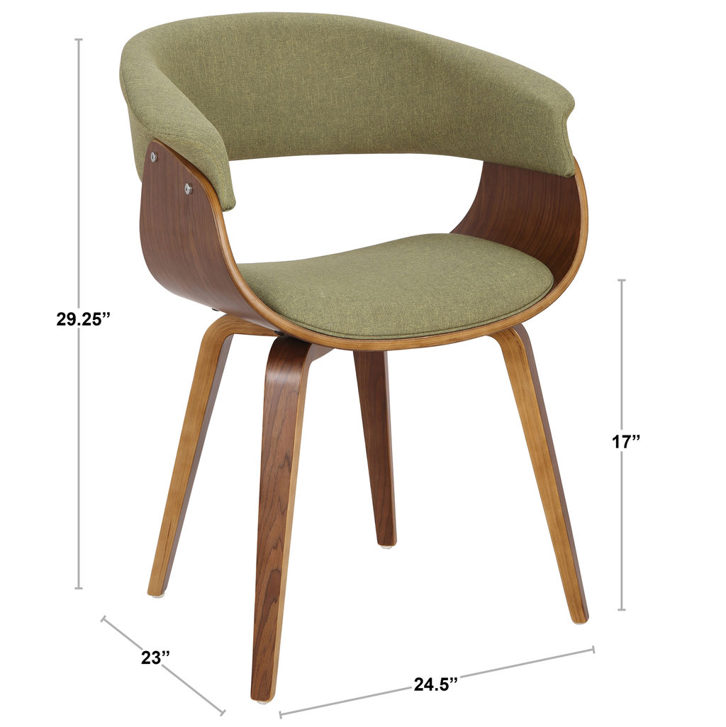 Vintage Mod Chair, Walnut And Blue Fabric
