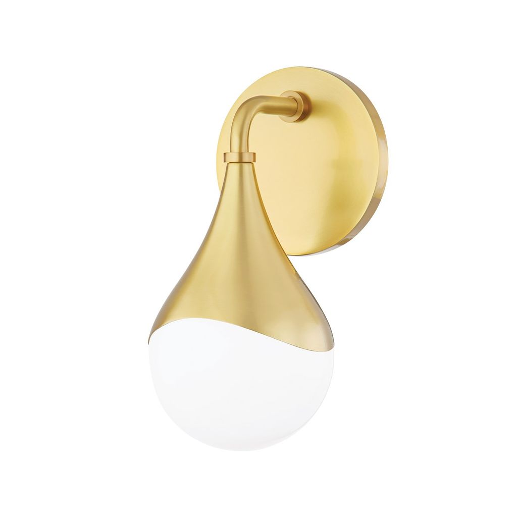 1 Light Bath Bracket, Aged Brass, 9.5"