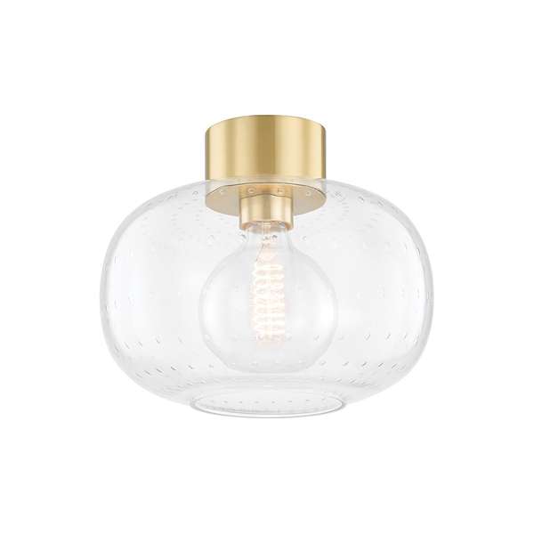 Janice 1 Light Flush Mount, Aged Brass, 10"