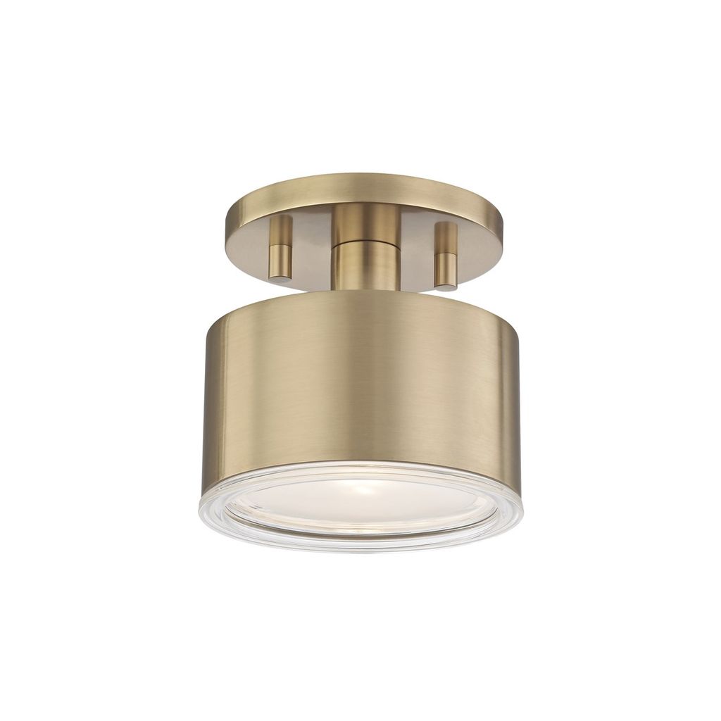 Preview image for 1 Light Flush Mount, Aged Brass, 5.25"