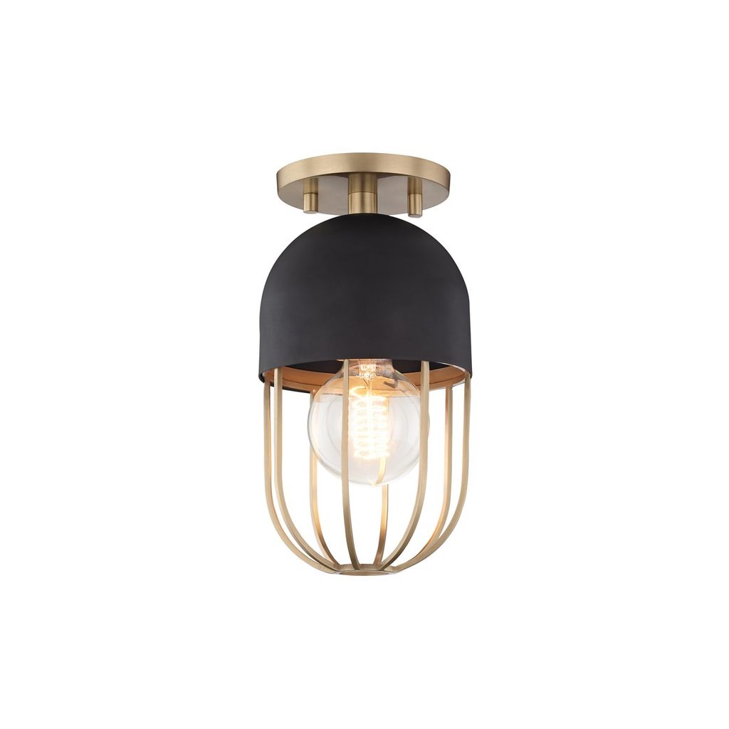 Preview image for 1 Light Flush Mount, Aged Brass Dusk Black, 10.5"