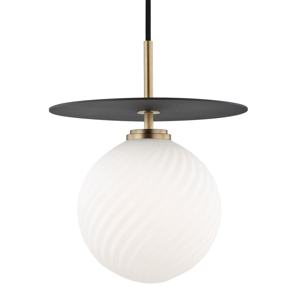 Preview image for 1 Light Large Pendant, Aged Brass, 12.5"