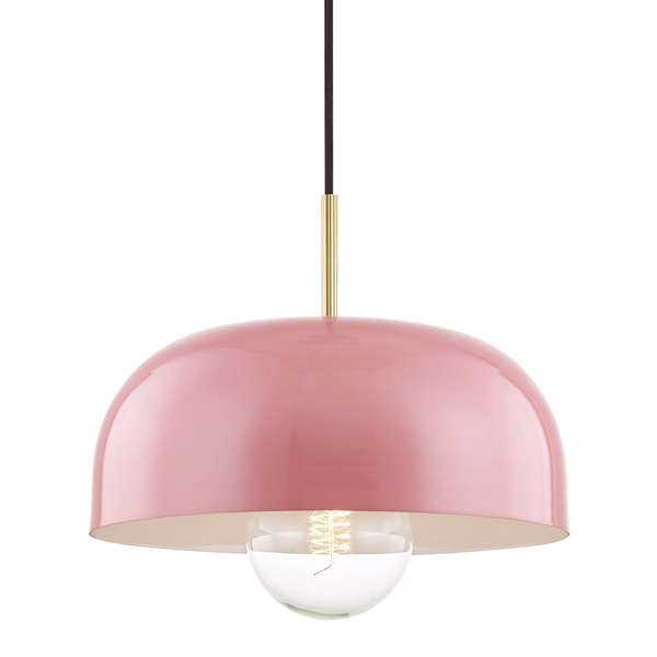 1 Light Large Pendant, Aged Brass, 13.75"