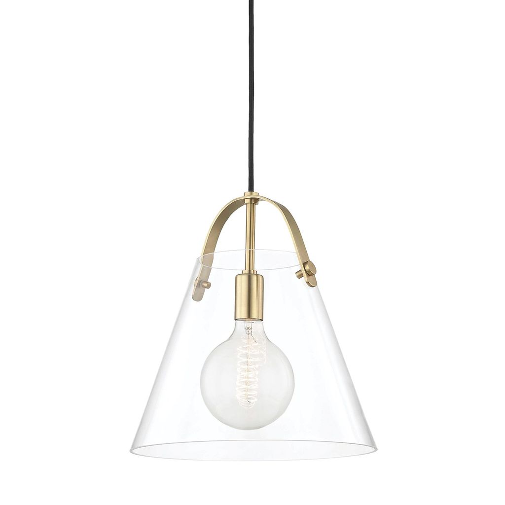Preview image for 1 Light Large Pendant, Aged Brass, 14.25"