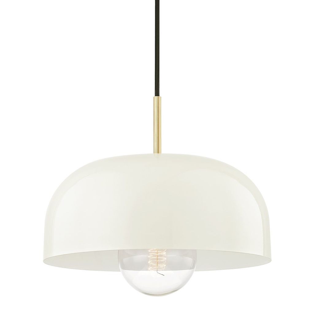 Preview image for 1 Light Large Pendant, Aged Brass And Cream, 13.75"