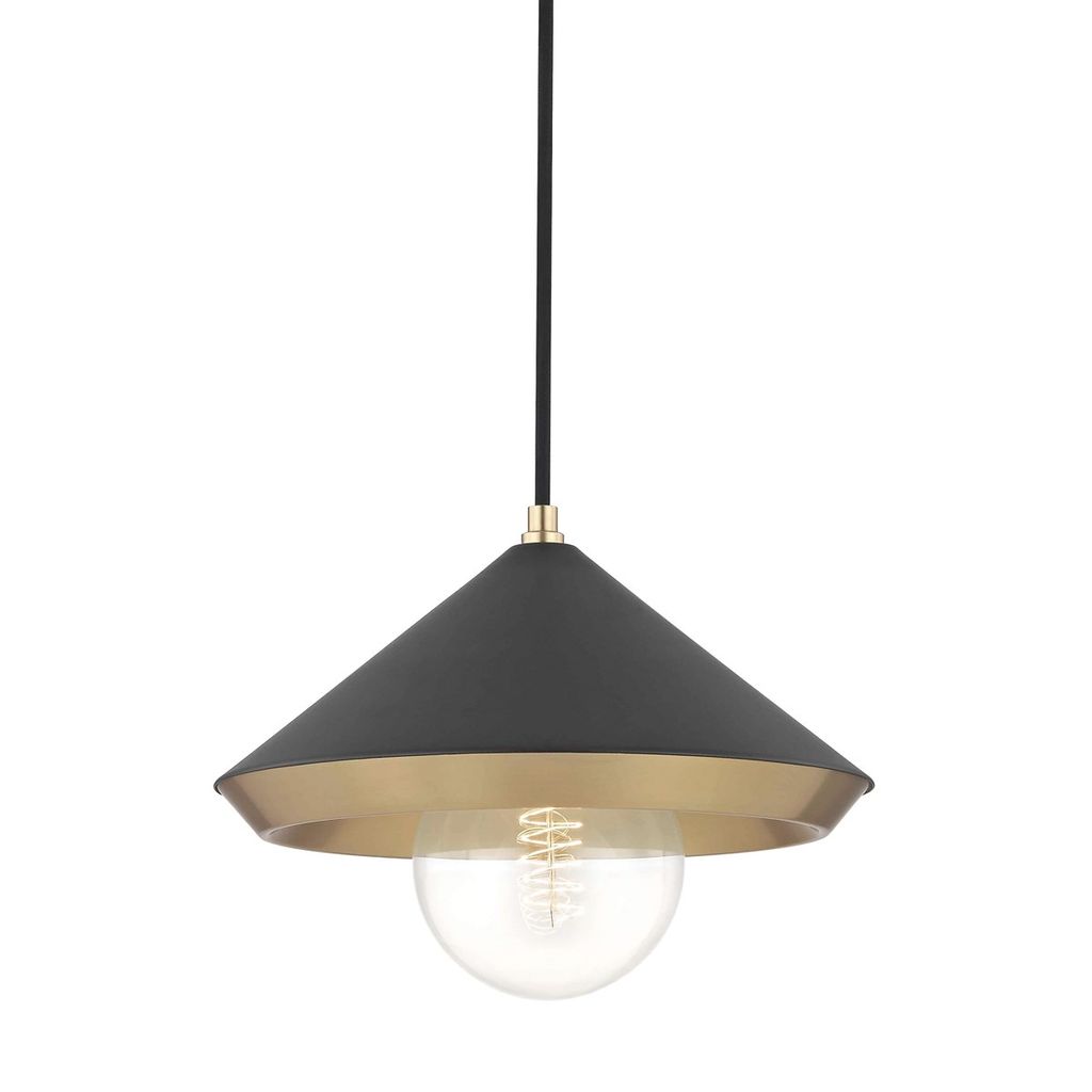 Preview image for 1 Light Large Pendant, Aged Brass Dusk Black, 9"