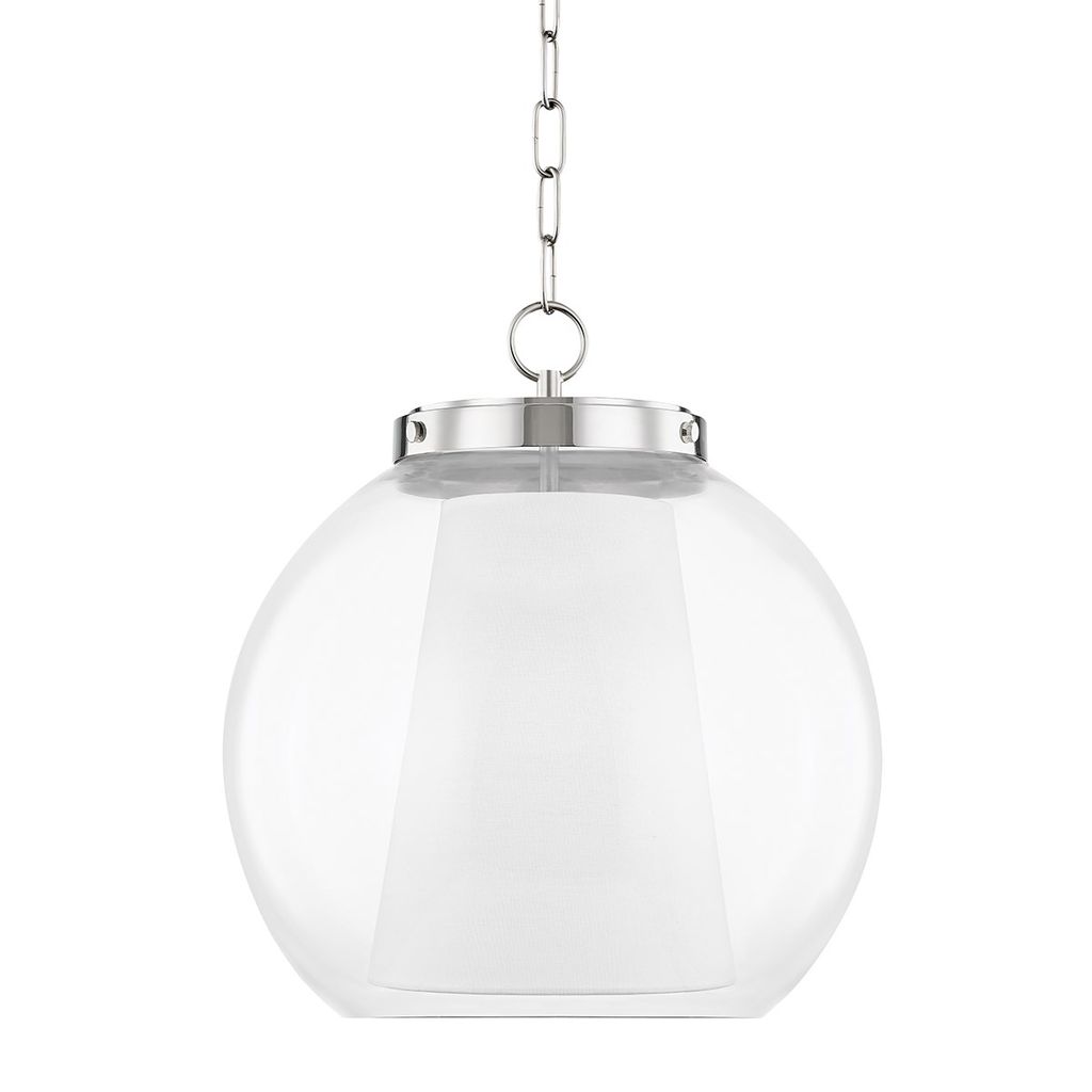 Preview image for 1 Light Large Pendant, Polished Nickel, 16.5"