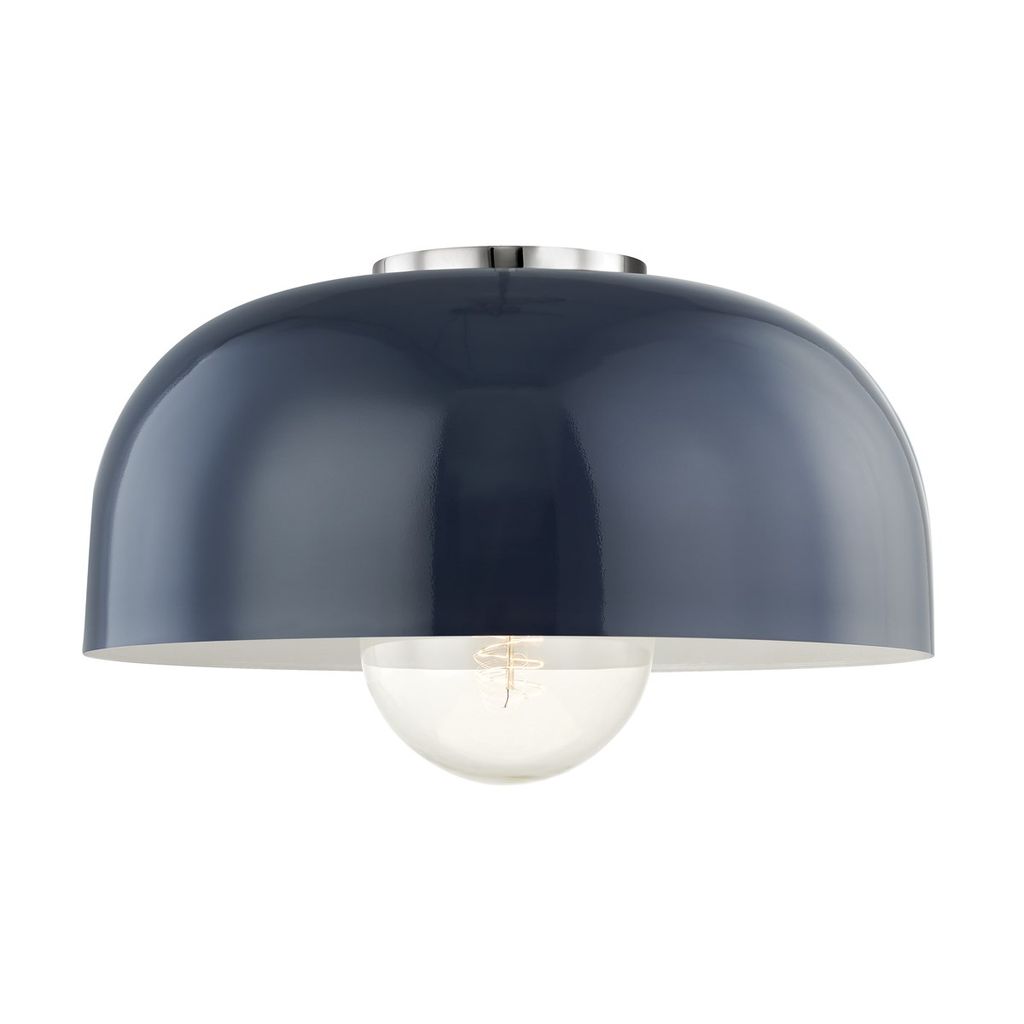 Preview image for Nellie 1 Light Large Semi Flush, Polished Nickel And Navy, 8.5"