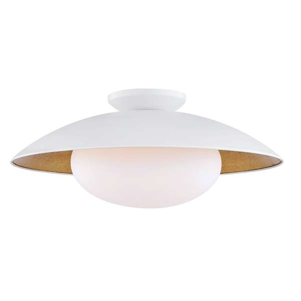 Diana 1 Light Large Semi Flush, White/Gold Leaf, 9"