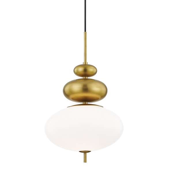 1 Light Pendant, Aged Brass, 21"