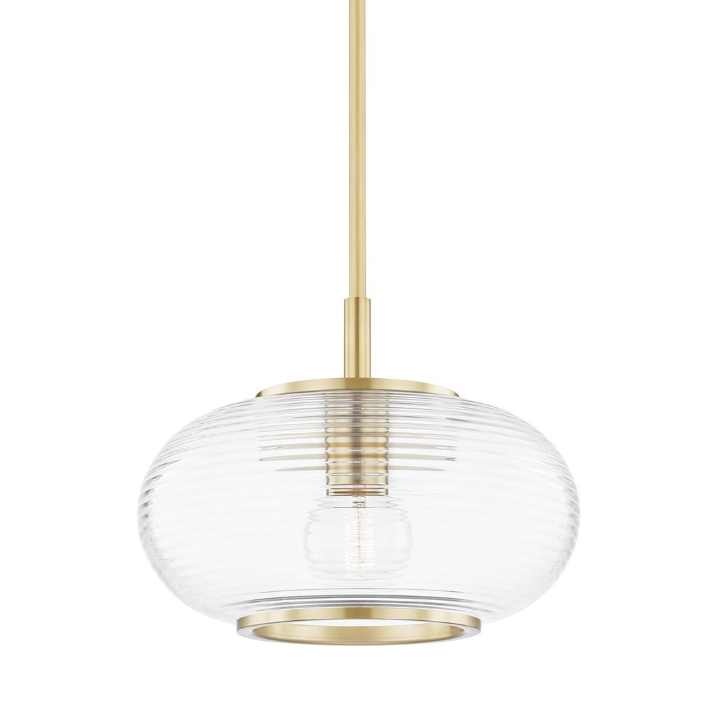 Preview image for 1 Light Pendant, Aged Brass, 9.625"