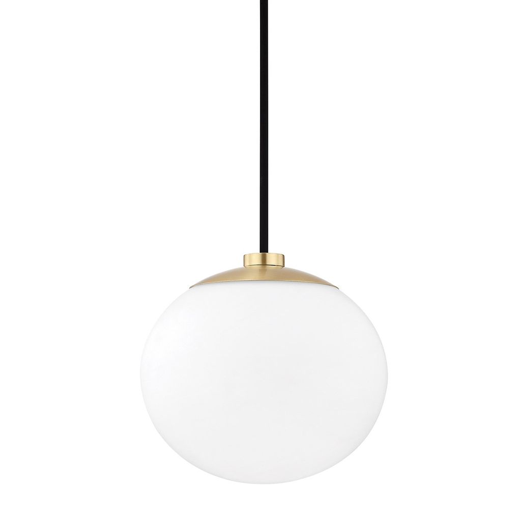 Preview image for 1 Light Pendant, Aged Brass And White, 8"