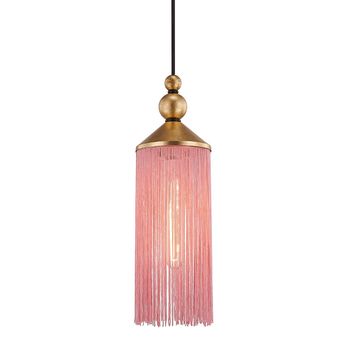1 Light Pendant, Gold Leaf And Pink, 16.75&quot;