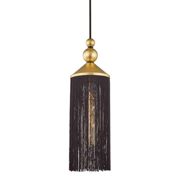 1 Light Pendant, Gold Leaf Bk, 16.75"