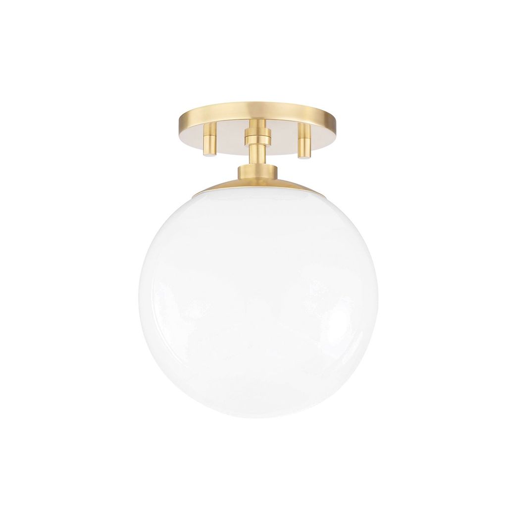 Preview image for 1 Light Semi Flush, Aged Brass, 9"