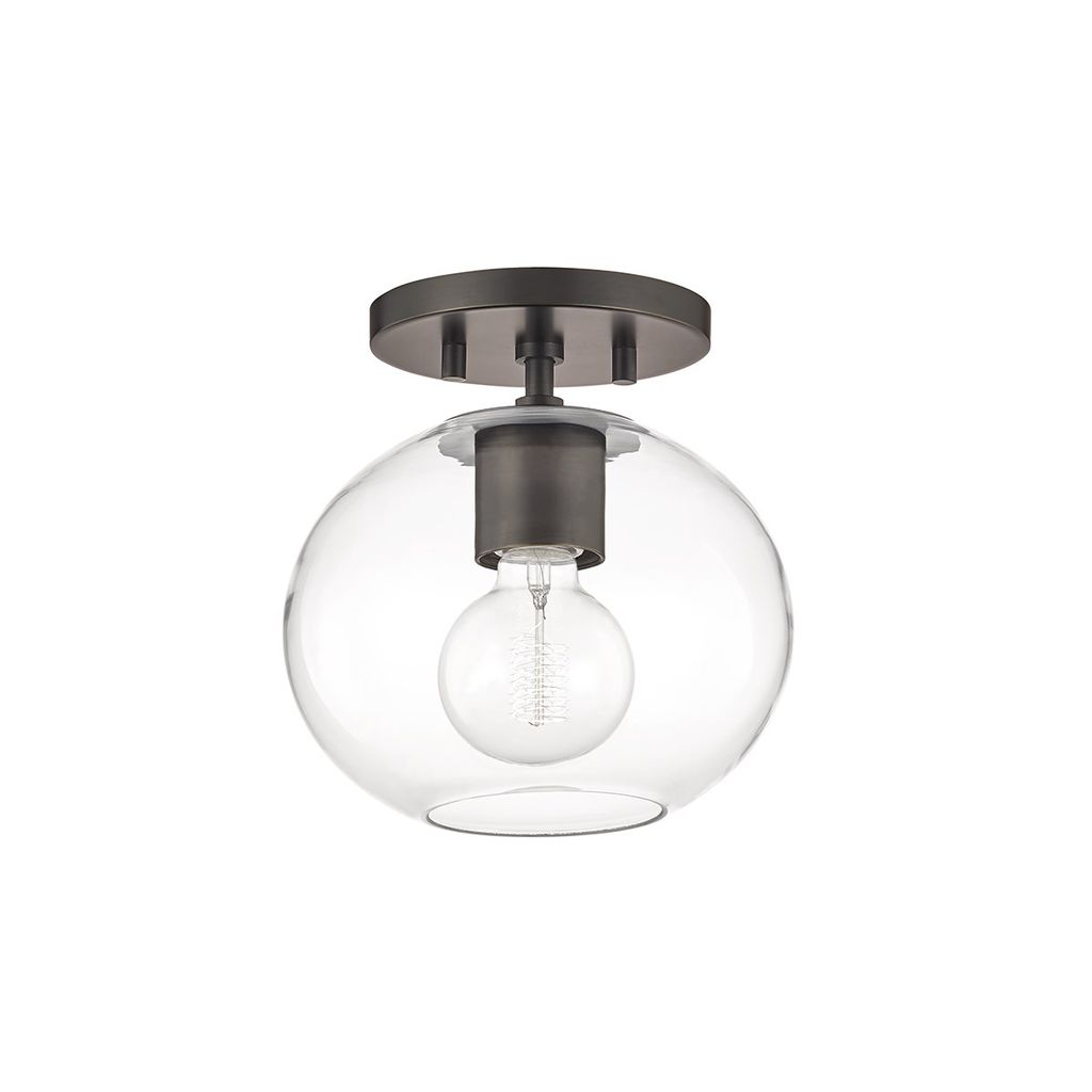 Preview image for 1 Light Semi Flush, Old Bronze And Clear, 8.25" X 8.5"