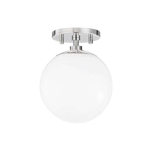 1 Light Semi Flush, Polished Nickel, 9"