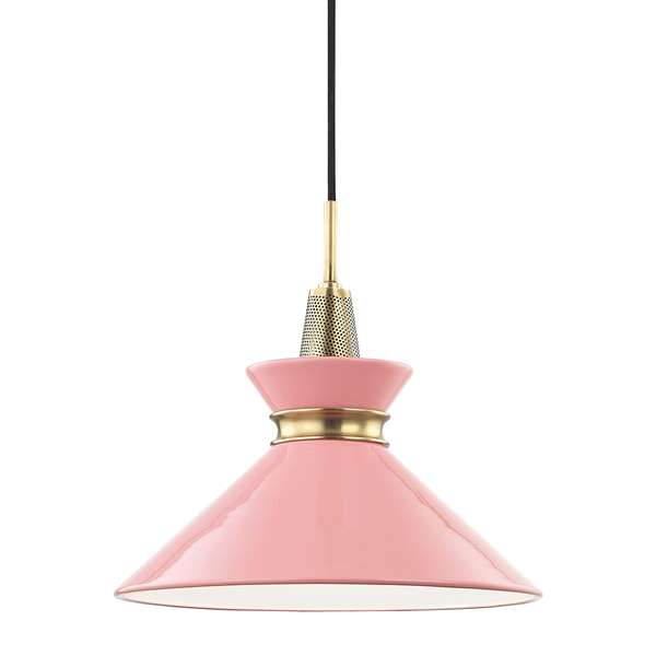 1 Light Small Pendant, Aged Brass, 13.25"