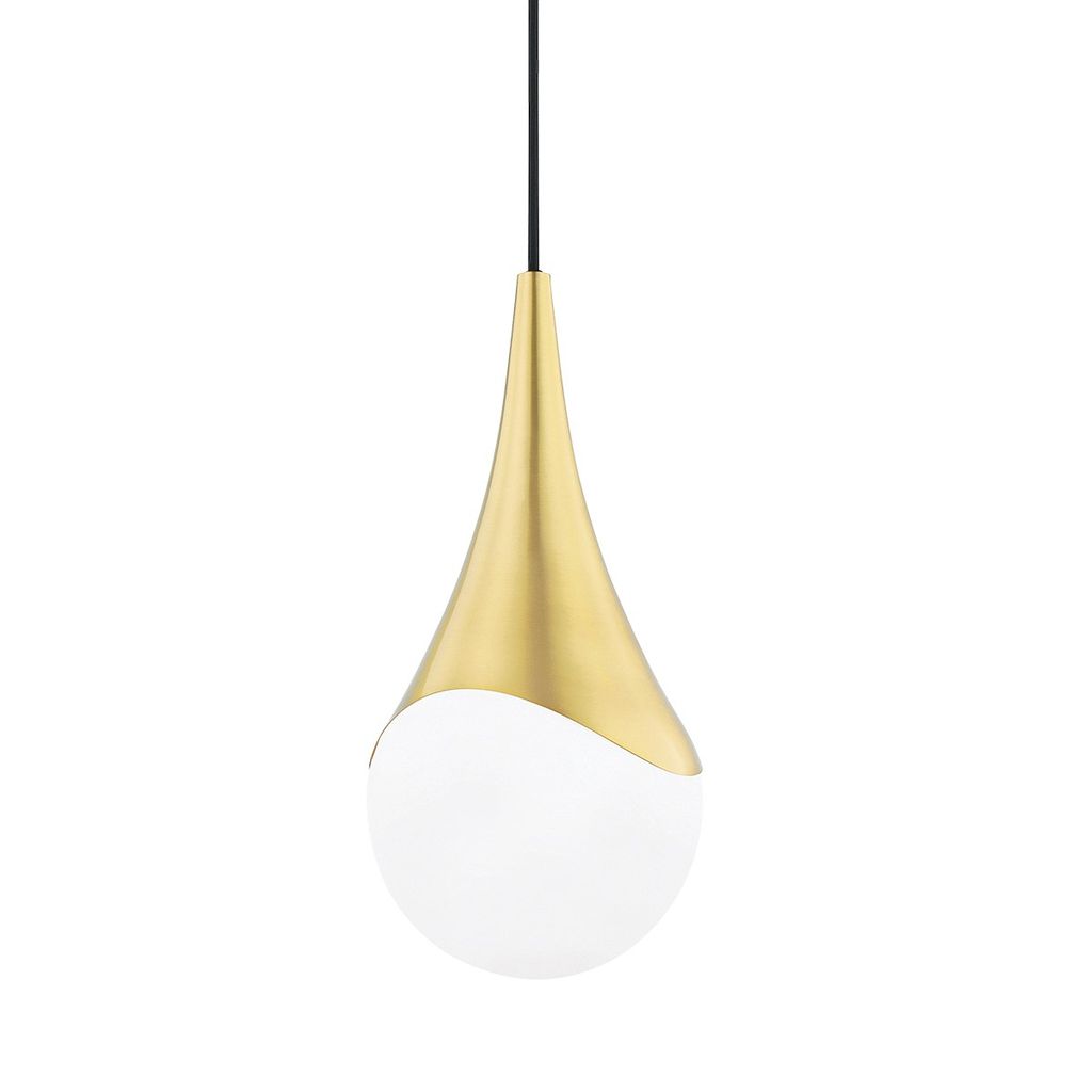 1 Light Small Pendant, Aged Brass, 16"