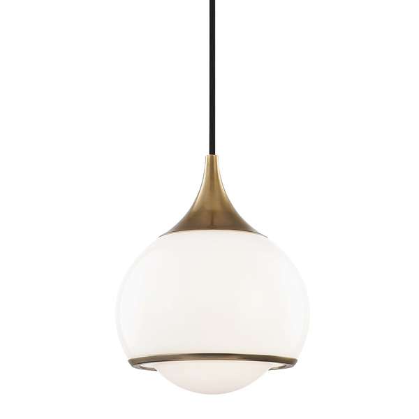 1 Light Small Pendant, Aged Brass, 8.25"