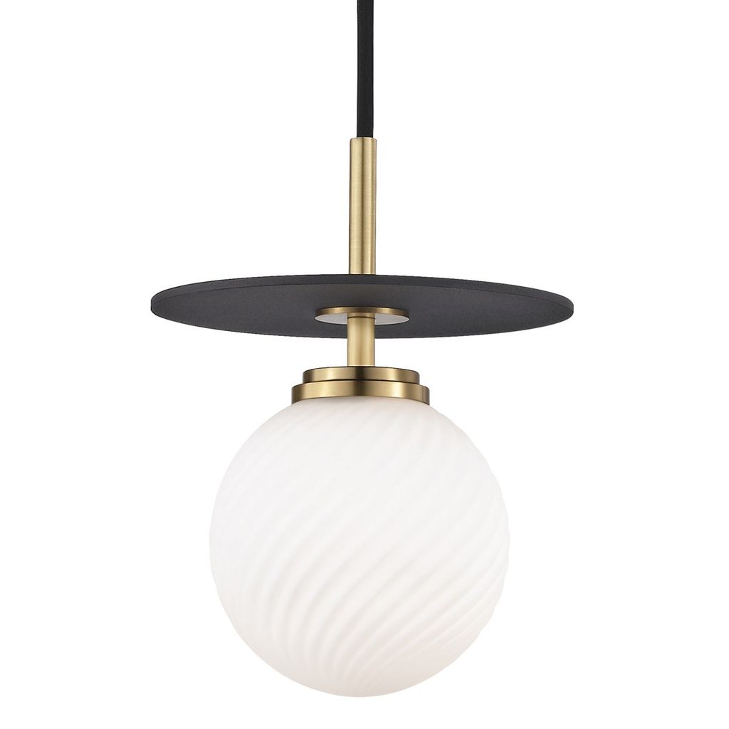 1 Light Small Pendant, Aged Brass, 9.5"