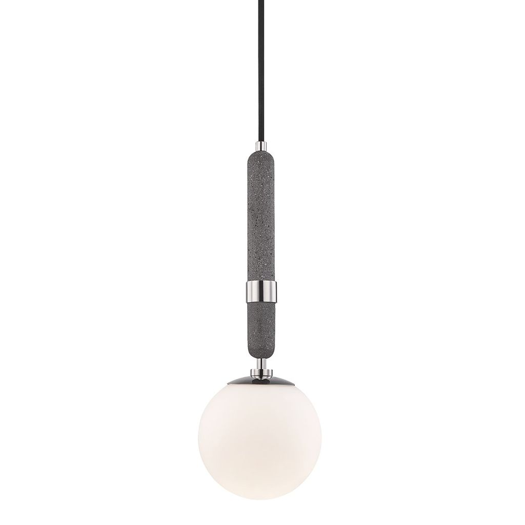 1 Light Small Pendant, Polished Nickel, 20"