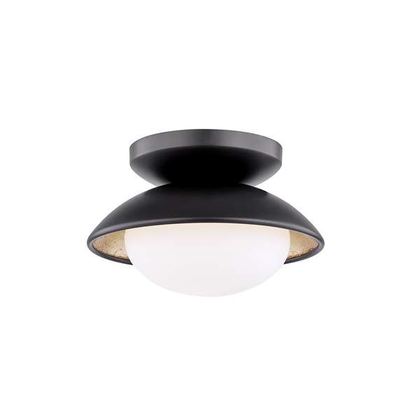 1 Light Small Semi Flush, Black, 4"