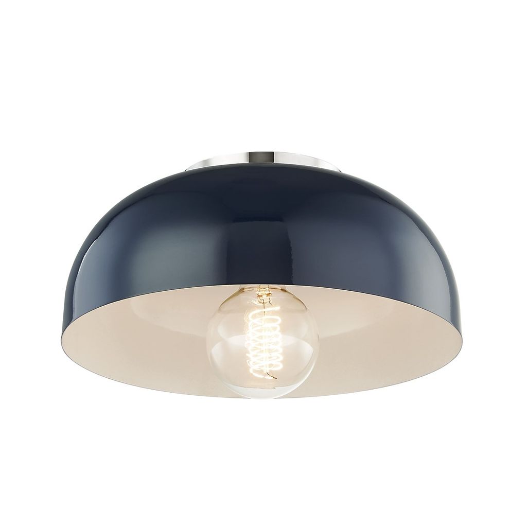 Preview image for Nancy 1 Light Small Semi Flush, Polished Nickel And Navy, 7"