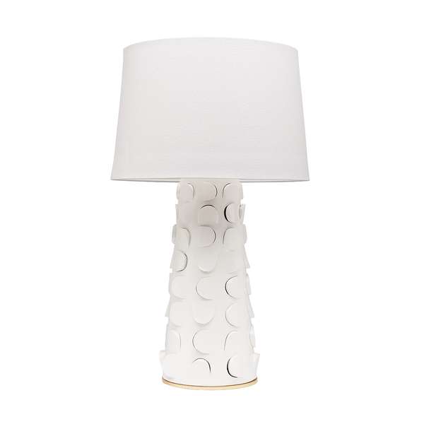 1 Light Table Lamp, White/Gold Leaf, 26.75"