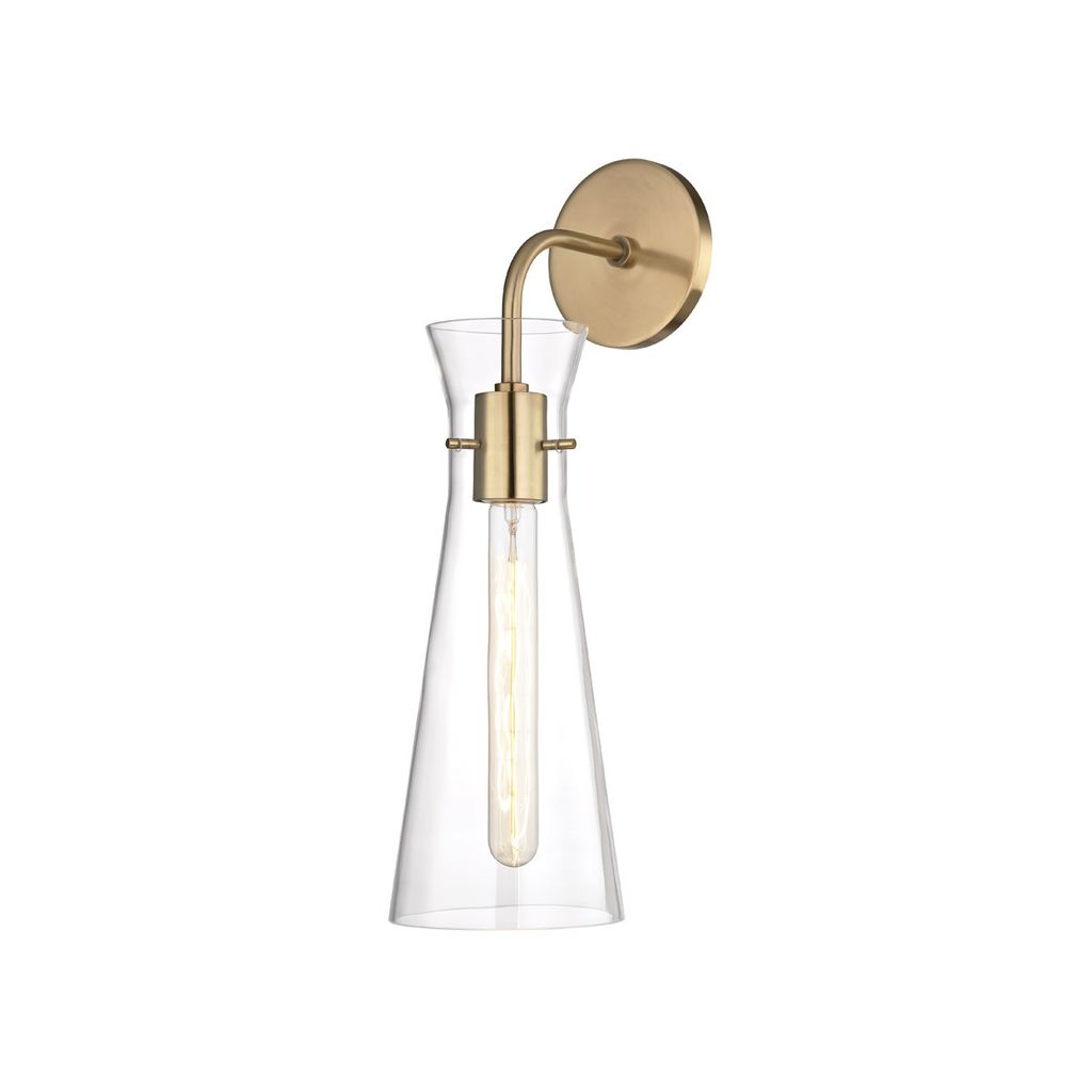 Preview image for 1 Light Wall Sconce, Aged Brass, 18.5"