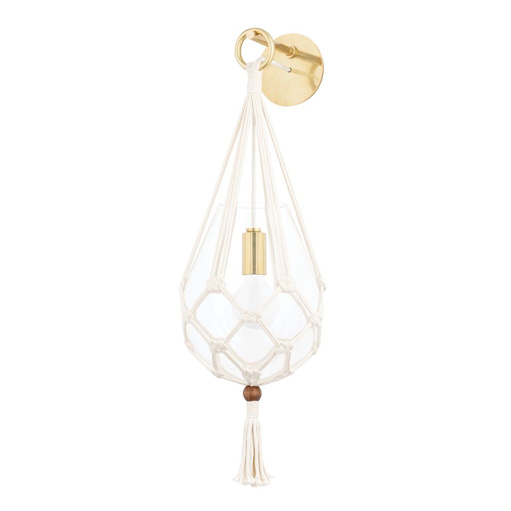 1 Light Wall Sconce, Aged Brass, 22.75"