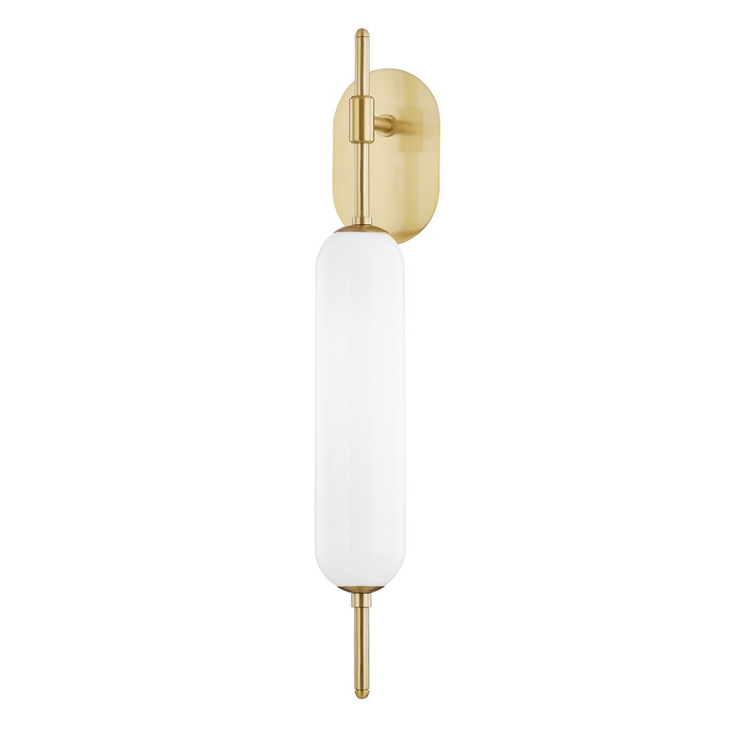 1 Light Wall Sconce, Aged Brass, 29.5"